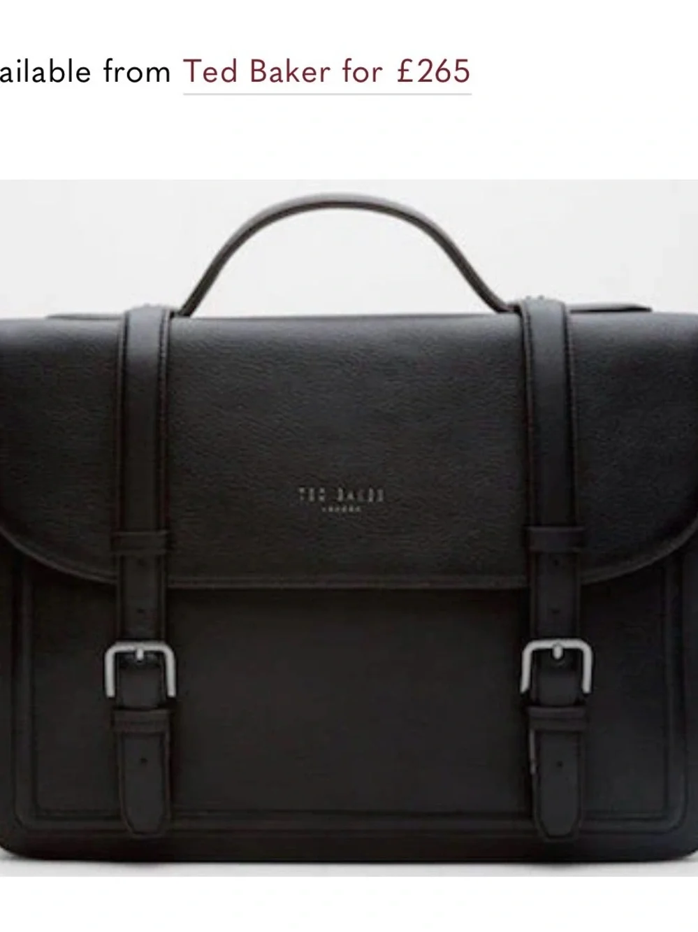 Ted Baker Black Leather Buckle Briefcase
